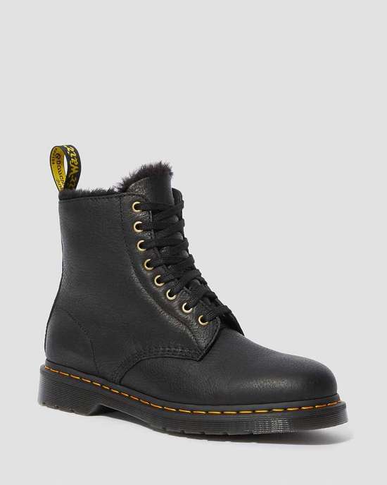 Botas Con Cordones Dr. Martens 1460 Pascal Fur Lined Hombre Negros MX-06874